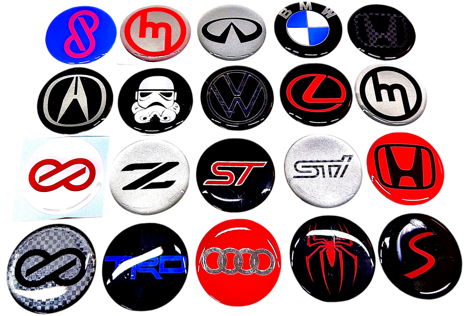 Collection of various car brand logos on a white background